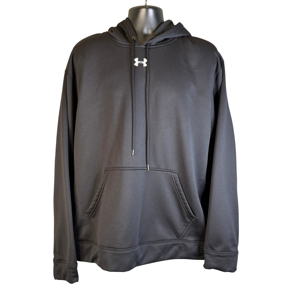 Under Armour Mens XL Black Fleece Lined Pullover Hoodie Performance Sweatshirt